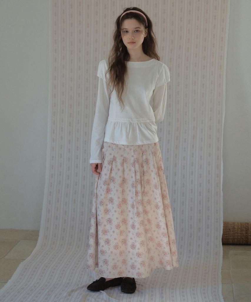 Aueonoseuteljia Lace Double Layered Shirring T-Shirt_White(O26Tp02)