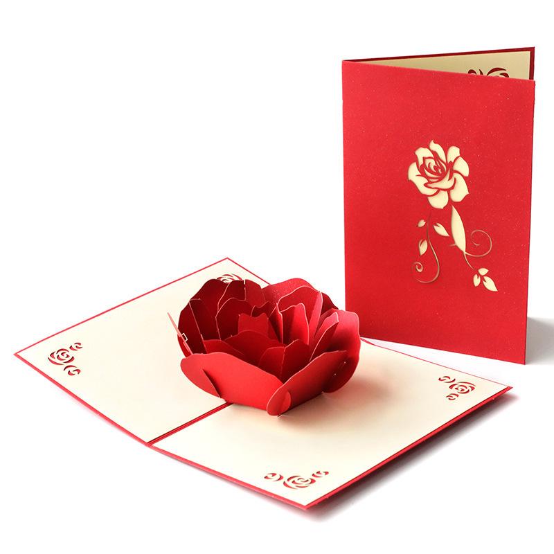 3D Handmade Rose Card for Qixi Festival, Teacher's Day, Wedding