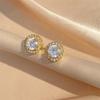 Copper Color Luxury Simple Crystal Cubic Zirconia Stud Earrings for Women Round CZ Wedding Statement Zircon Gifts