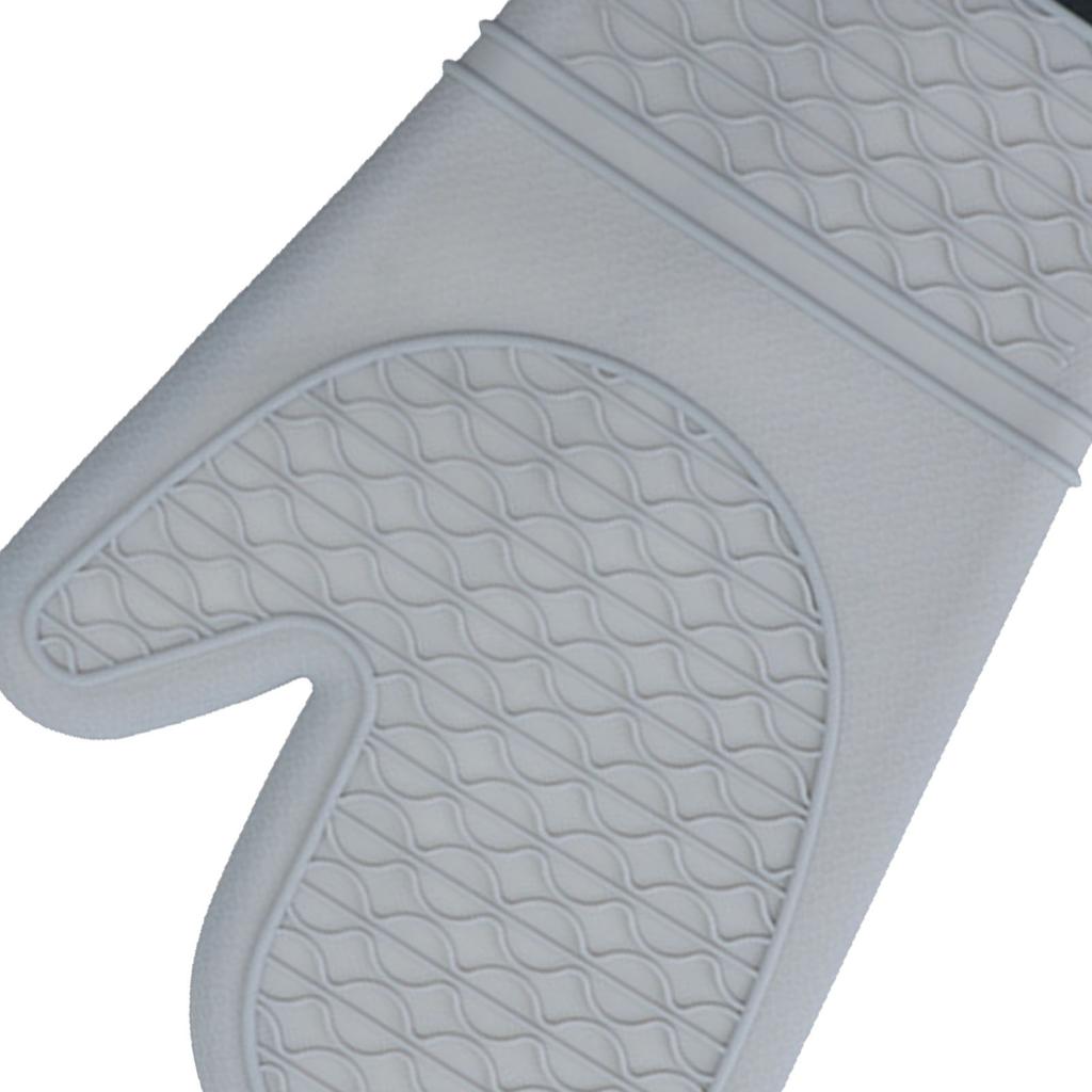 Silicone Oven Gloves Microwave Oven Gloves Heat Resistant Baking Antiscald Thickened Baking Gloves Gray