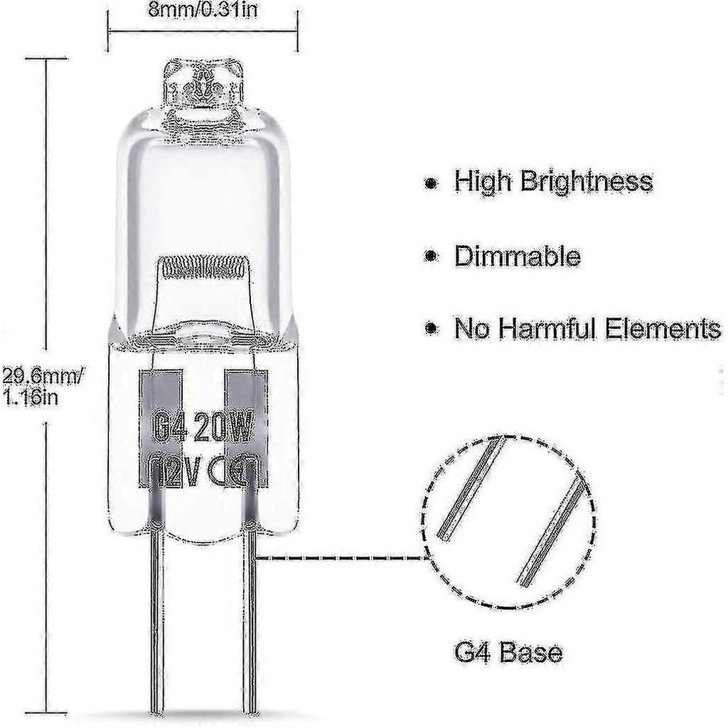 G4 Halogen Light Bulbs 12v 20w Halogen Pin Base Lamp 2800k Warm White Dimmable G4 Low Voltage Haloge-yujia