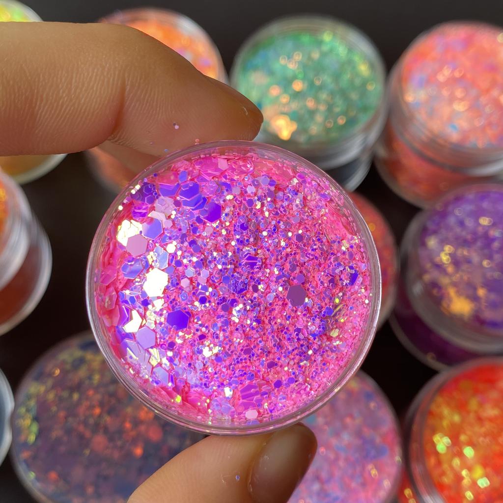 High Sparkly Polyester Iridescent Glitter Chunky Mix Snow Globe Tumbler Makeup PET Glitter