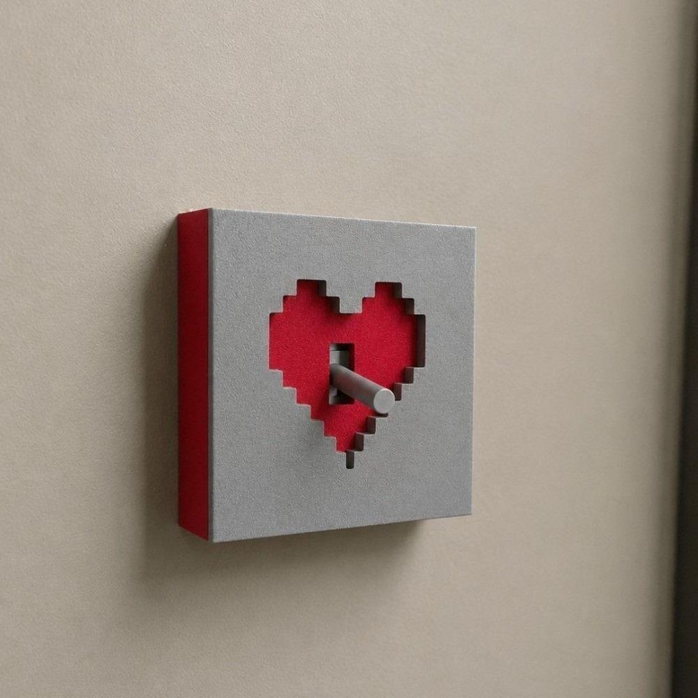 3D Printed Pixel Heart Light Switch Cover Removable Retro Game Style Wall Switch Plate Decor Shell Waterproof
