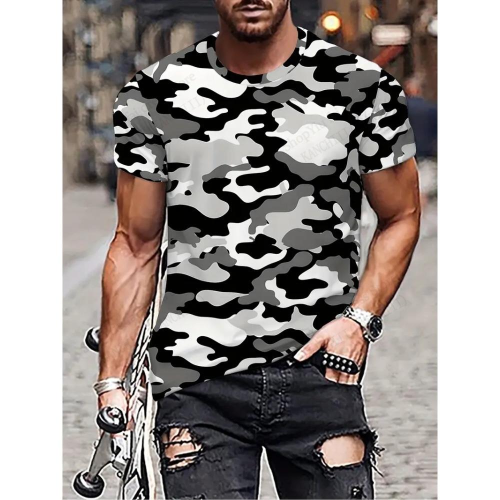 Men's Tactical Camo Camouflage 3d Print T-shirt Men Women Fashion Short Sleeve Tshirt Kids Tops Tees Men Clothing Outdoor Sports