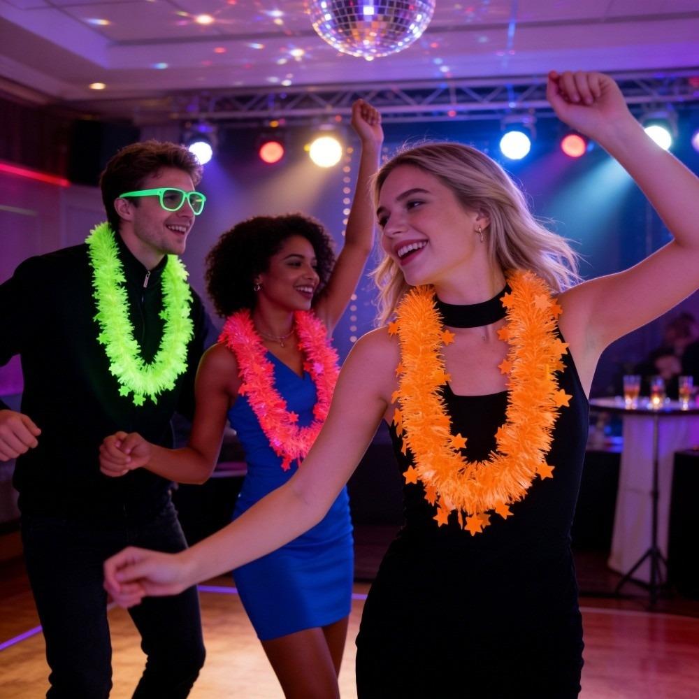 5pcs Glowing Large Fluorescent Garland Necklaces Five Star Lightweight Plastic Garland Birthdays