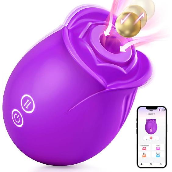 Sex Toys Rose Dildo Vibrator - Upgraded Adult Toys with 5 Sucking & Vibrating Modes for Women Clitoral Nipple, Rose Sucker Sex Toy Clitoral G Spot