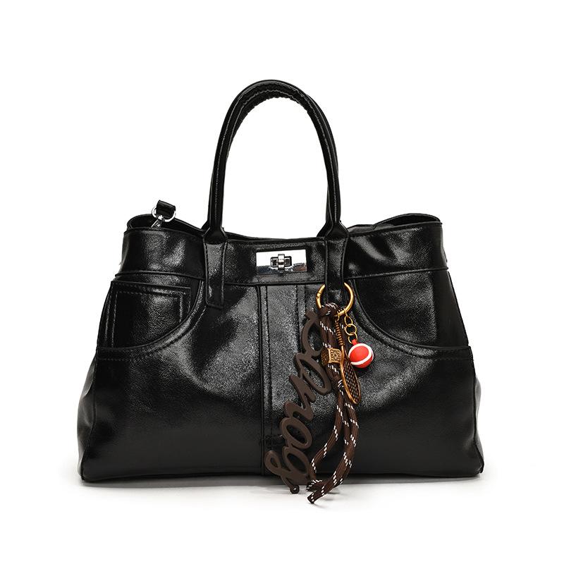 

Сумка женская большой вместимости Новая повседневная на плечо Мессенджер Универсальная портативная сумка-тоут для поездок на работу no pendant чёрный