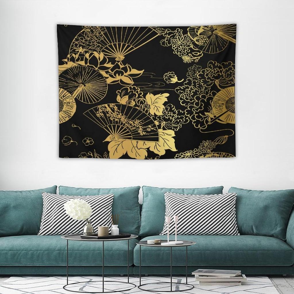 Japanese Tapestry Cherry Blossom Crane Sea Wave Fuji Mountain Red Sun Pattern Printed Wall Tapestry Painting Wall Hanging for