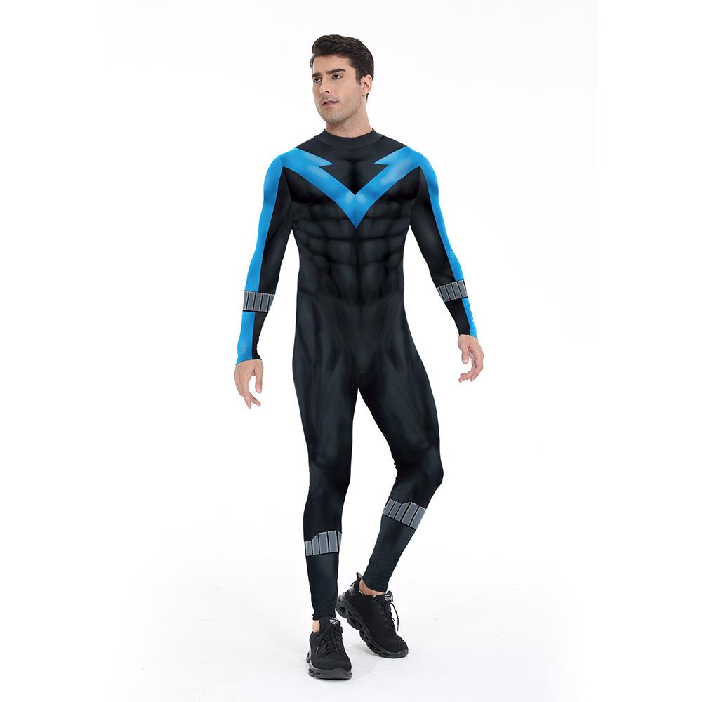 Men Anime Movie Superhero Eagle Halloween Cosplay Costume Adults Carnival Night Hero Party Digital Printing Onesie Tights