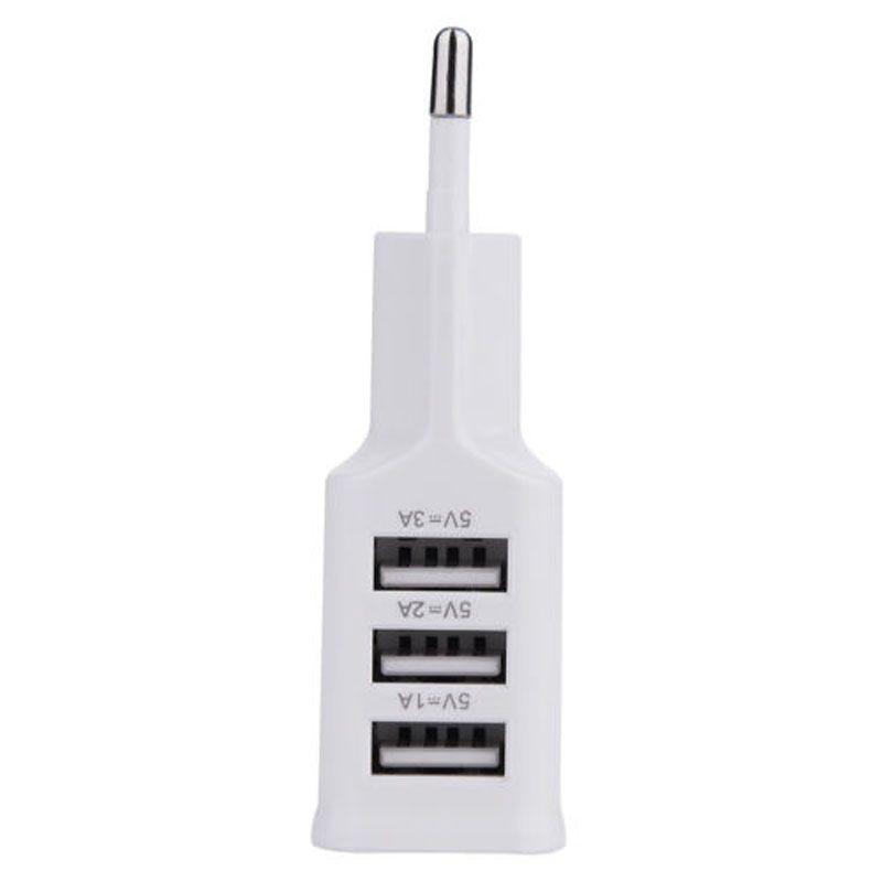 Smart Usb Wall Charger For Samsung Phone 3 Ports Eu Plug Natural Cooling White