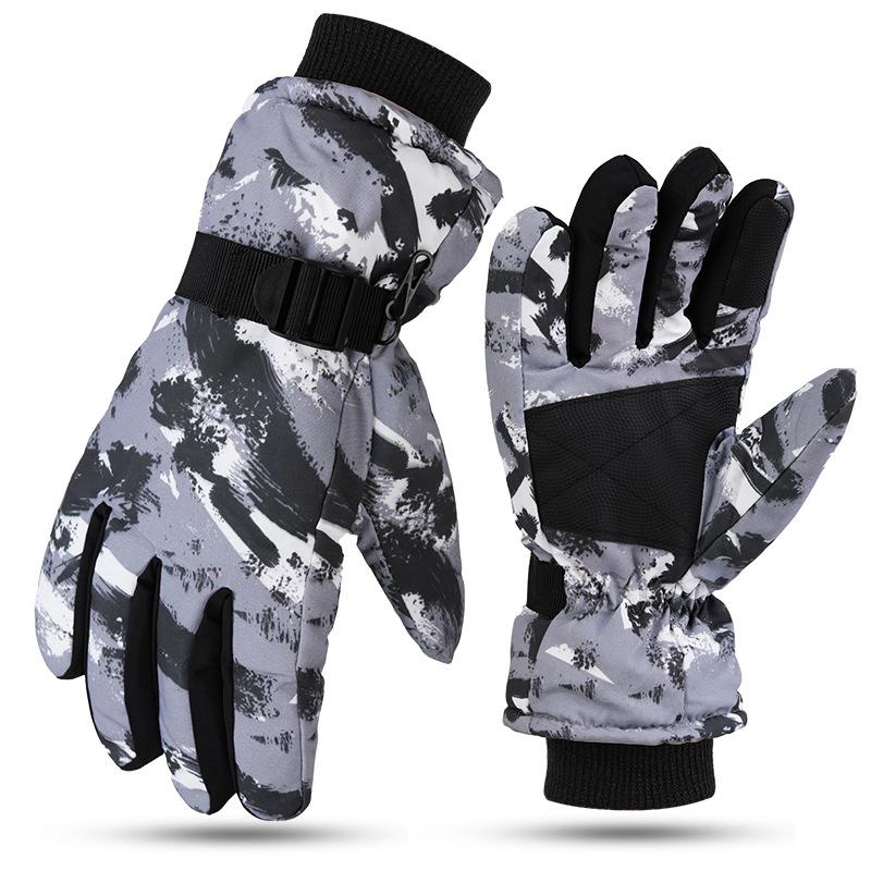 Adult Winter Waterproof Windproof Touch Screen Three Layers Thickened Keep Warm Non-slip Riding Skiing Gloves