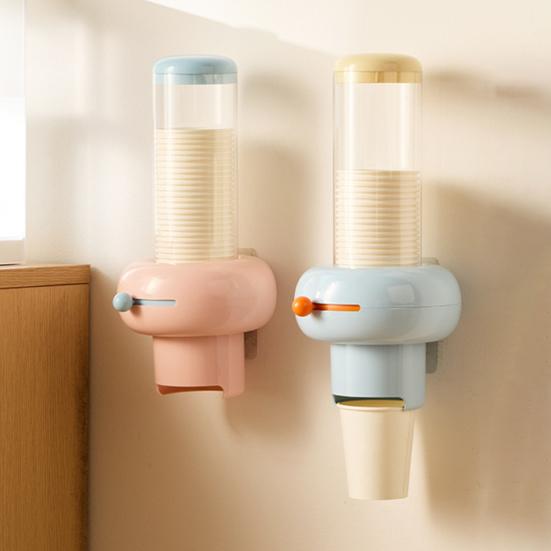 Paper Cup Holder Dust-Proof Transparent Cover Large Capacity Dispenser with Disposal Cups Portable Paper Cup Storage Container