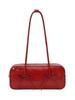 Bow Red Shoulder Bag for Women Minimalist Baguette Purse Large Capacity Commuter Tote Handbag Versatile Satchel Red