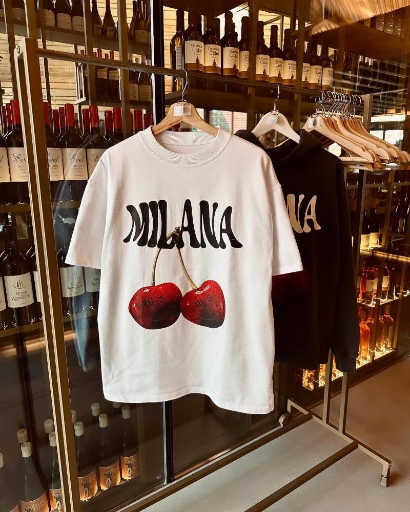

High street fruit letter print short sleeve oversized cotton T-shirt Men Y2k Street style summer top Harajuku loose couple shirt M