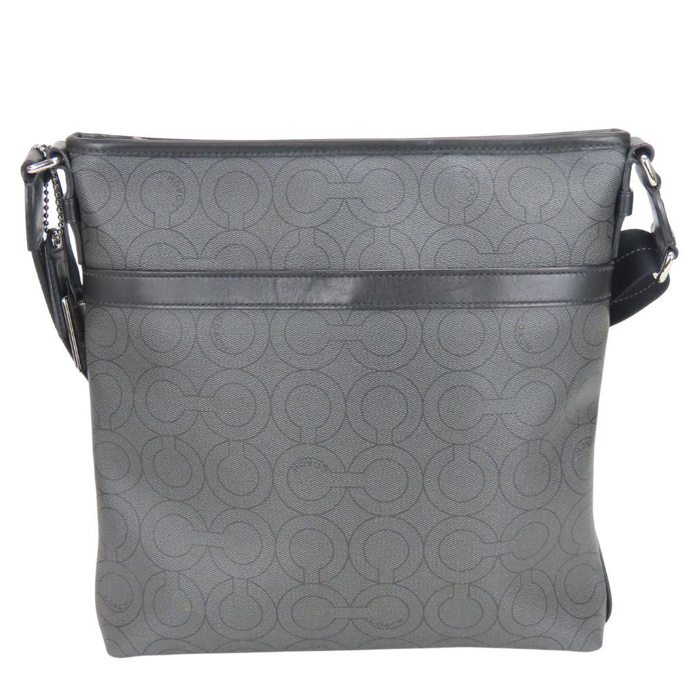 Used COACH Shoulder Bag Op art 70267 PVC gray black