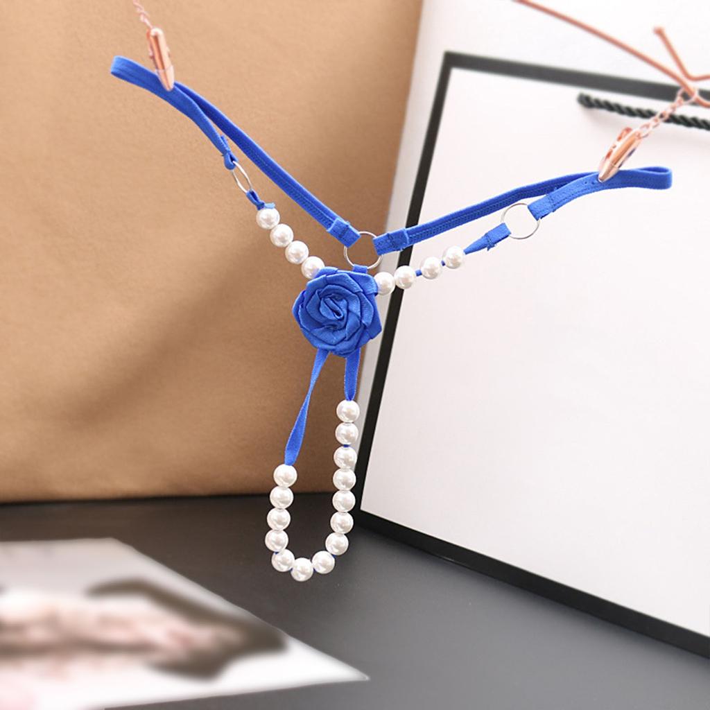 Sexy String Underwear Women Crotchless Flower Panties G String Lady T-Back Thong Transparent Lingerie With Pearls Panties New