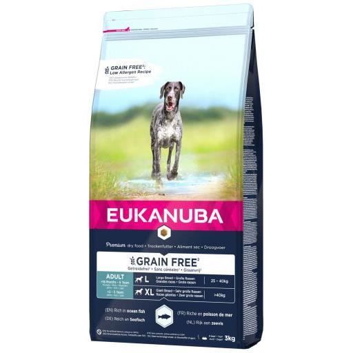 Aliment - Eukanuba - Grain Free - Poisson de Mer - 12 KG - Hypoallergénique