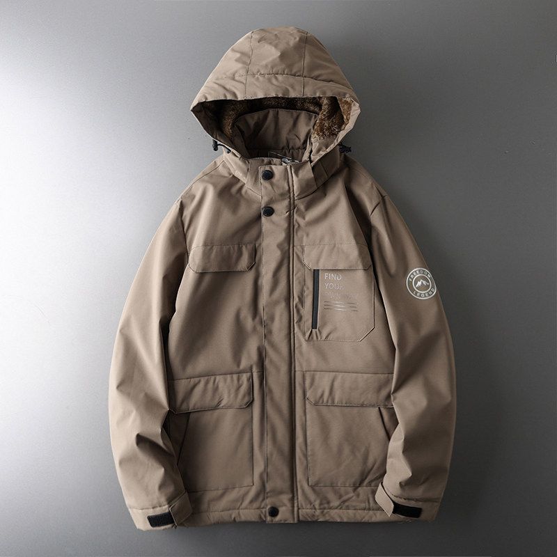 

Зимнее пальто из овчины Мужская одежда Хлопковая куртка Куртка-оболочка Khaki L