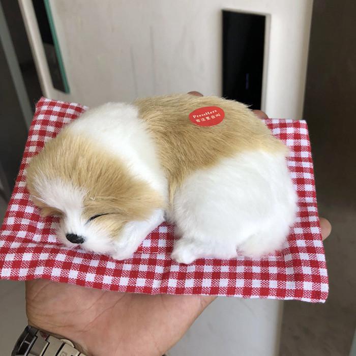 Dog Plush Sleep Toy Model Ornament Make Sound Lifelike Simulation Doll Gift