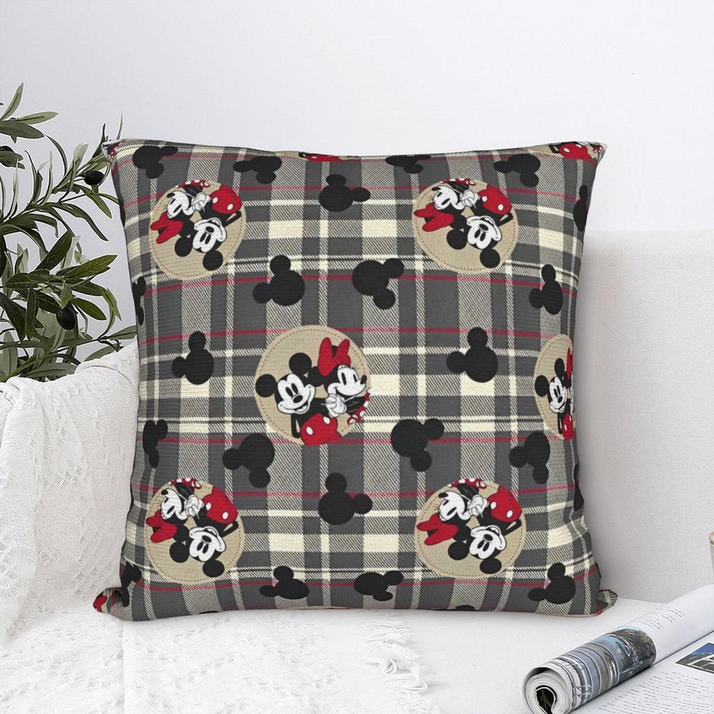 Mickey and Minnie Mouse Pillowcase Polyester Cushion Cover Gift Cute Cartoon Throw Pillow Case Cover Seater Zippered 45*45cm