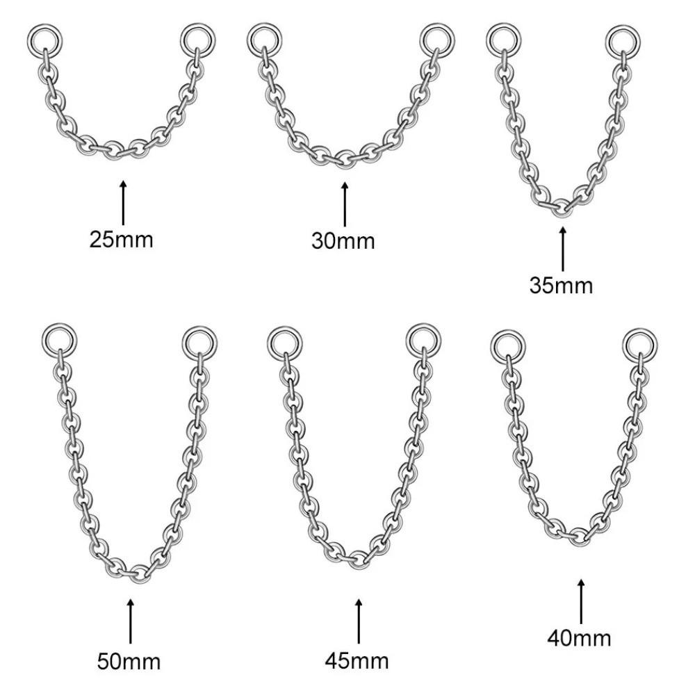 Chaîne de Nez Fashion en Titane Double Chaîne 25-50mm Chaîne Narine Chaîne à Trois Niveaux DIY Piercing Hélix Piercing Oreille Nez Bijoux