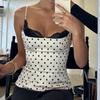 European & American Style Sexy Slim Backless White Polka Dot Lace Corset Top