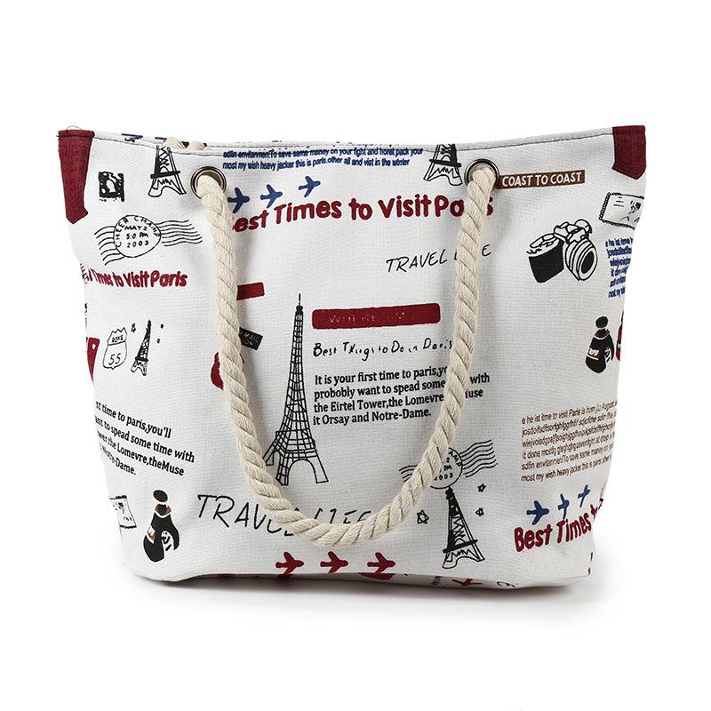 Vintage Print Schulter Tasche Casual Große Kapazität Leinwand frauen Tasche Koreanische Weibliche Tote Einkaufstasche