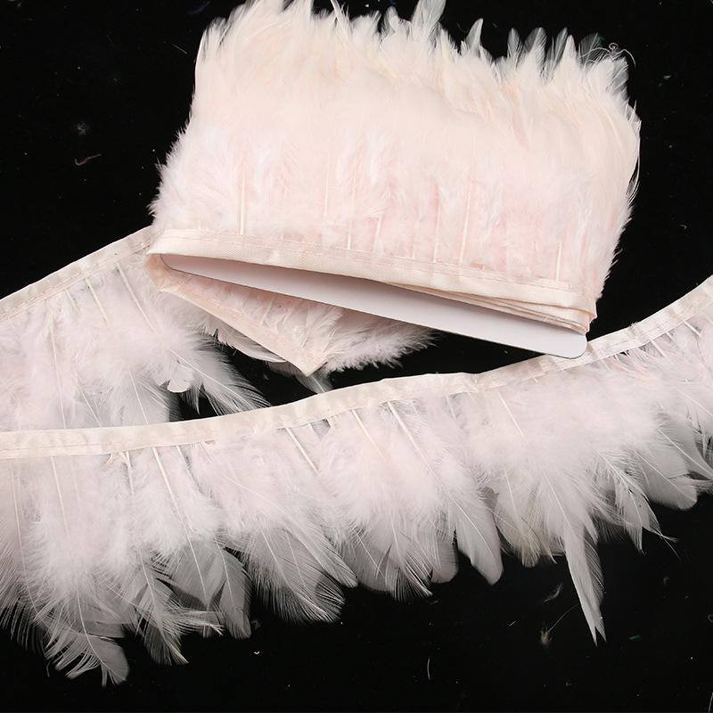 Diy White Feather White Tip Cloth Strip Jewelry Handicraft Decoration Wedding Dress Skirt Clothing Accessories