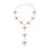 Punk Y-shaped Chain Necklace Gothic Flower Tassels Earrings Vintage Flower Pendant Necklace  Women