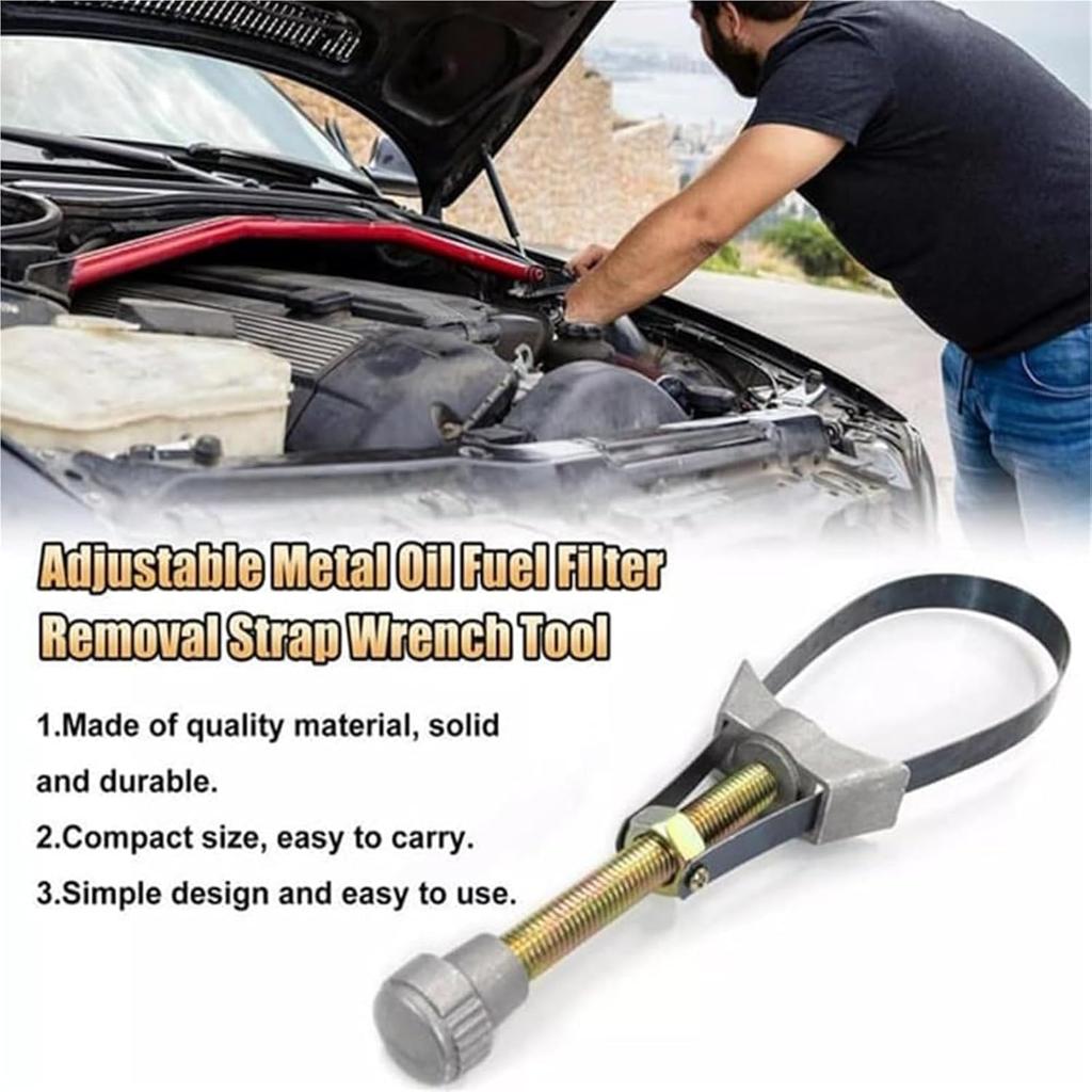 Adjustable Oil Filter Wrench, Auto Car Diameter Adjustable Oil Filter Removal Strap Wrench Tool,Oil Filter Removal Tool,60mm-120mm Universal for
