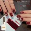 2025 New Year Super Sparkly Rhinestone Nail Gel - Wine Red Disco Style
