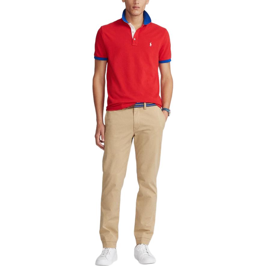 Polo Ralph Lauren Color Block Small Pony Embroidered Fitted Short Sleeve Polo Shirt Men Tops MNPOKNI1N821134-600