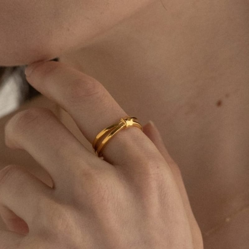 BEFORE MOONRISE [Silver 925] Ribbon Line Ring SR211 - Gold