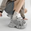 Thick-soled explosive mesh dad shoes women 2025 new versatile breathable casual shoes heightening lace-up running sneakers