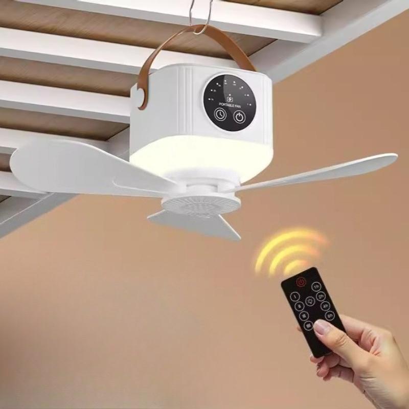 7200mah Wireless Portable Ceiling Fan With Remote, Usb Rechargeable Hanging Fan With Hook For Bedroom Tent Camping Outdoor