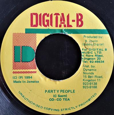 Disque 7 pouces COCOA TEA - Party People NONE Digital-B 1994 Jamaïque Reggae, Ska & Dub Occasion