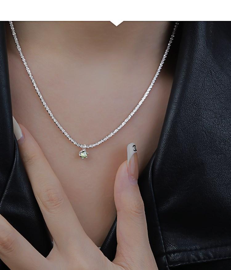 Elegant Olive Green Zircon Star Clavicle Pendant Necklace for Women