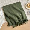Winter Wool Scarf Women Luxury Two-Sides Cashmere Scarf Thickened Warm Shawl Classic Tassels Scarf Solid Soft Shawl
