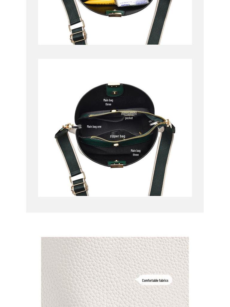 Women's Mini Bucket Bag: Lychee Pattern, Color Block Shoulder Crossbody Bag (2025 Trend)