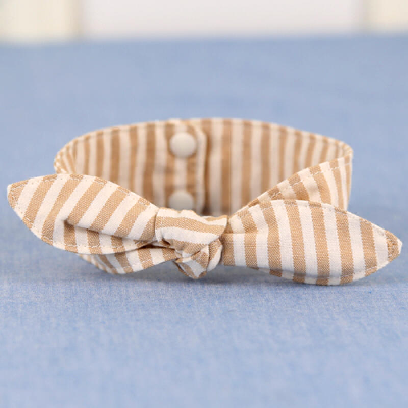 Dog Ribbon Scarf - Striped Beige small - 20cm