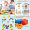 Wooden Geometric Shape Sorting Stacking Early Education Toy For Toddlers Color Recognition And Cognitive Development