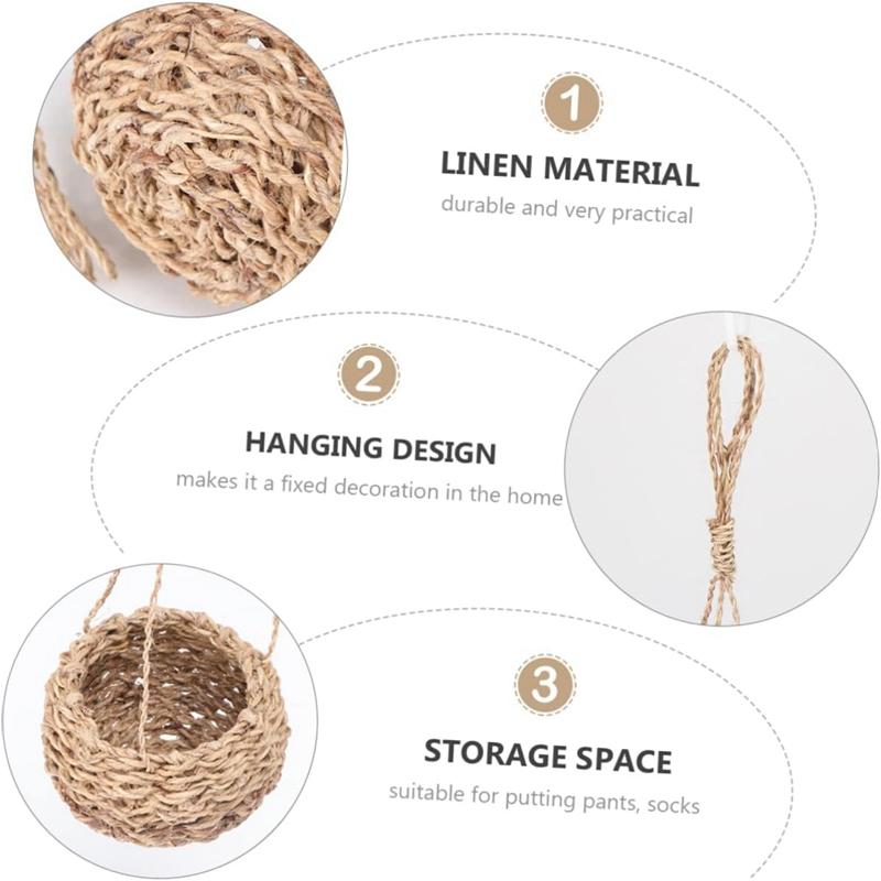 Rope Handwoven Gardening Hanging Basket Storage Basket Rattan Wall Mounted Plant Pot