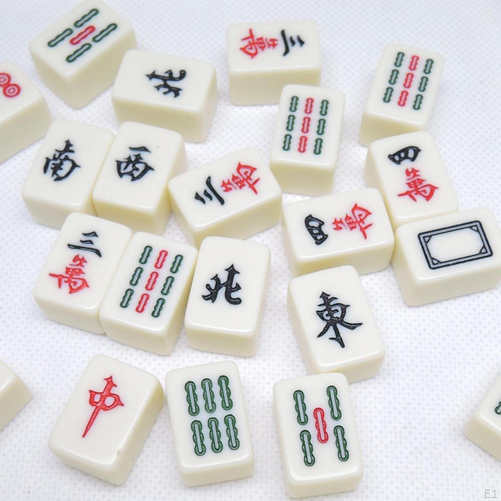Chinese Mahjong Game Set with Carrying Travel Case 144 Tiles Fuuny Board