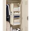 Foldable Hanging Closet Organizers Shelves in Nonwoven Fabric with 3 Storage Levels and a Side Pocket for Small Accessories