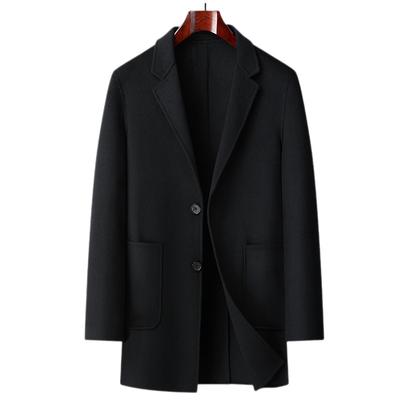Cappotto Uomo Autunno Inverno in Lana Fatto a Mano Double-face Medio e Lungo Business Casual Cappotto di Lana Trench da Uomo