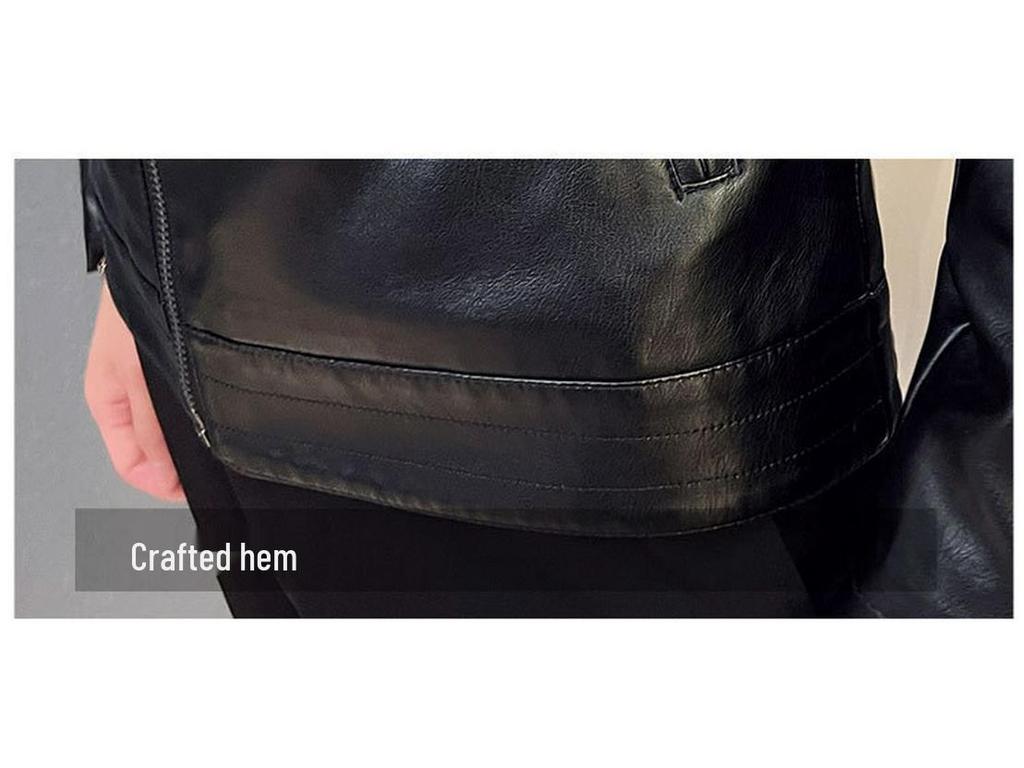 Men's Slim Korean Style Leather Motorcycle Jacket with Big Lapel for Spring & Autumn