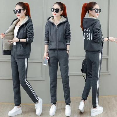 Herbst Winter Damenmode Kapuzenpullover Langarm Casual Sportbekleidung Locker sitzendes 2-teiliges Set