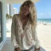 Cămașă Dama Oversize Decolteu în V Mânecă Lungă Casual Primăvară Toamnă Cămașă cu Imprimeu Floare 3D Croială Relaxată Cămașă pentru Purtare Zilnică