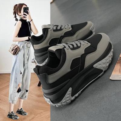 Frühling und Herbst Neue Damen Sportschuhe Dicke Sohle Erhöht Erhöhung Farbkombination All-Match Freizeitsschuhe Damenschuhe