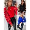 Fashion Lace Floral Tops Blouses Women Long Sleeve Elegant O-neck Loose Shirt Blouse Casual Shirts Spring Summer Ladies Top